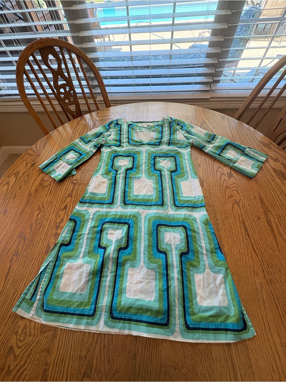 Lesley Evers Ellie Light Cotton Tunic Dress XS Made in CA Beach Blue Green - Picture 5 of 9